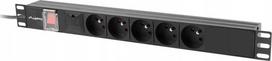 Lanberg 19" 1u Pdu maitinimo juosta, 5 x 230v, 16a, 2m, juoda