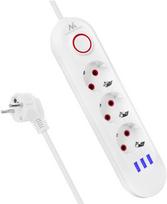 Maclean prailginimo laidas su 3 lizdais ir 3 Usb, 1.5m