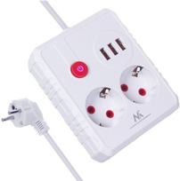 Maitinimo juostelė su 2 lizdais ir 3 Usb, 3m