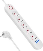 Maclean prailgintuvas su 5 lizdais ir 3 Usb, 1.5m, baltas