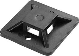 Juodas lipnus laikiklis kabelių raišteliams 20x20mm, 10 vnt.