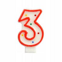 Arpex žvakutė skaičius 3 su taškeliais