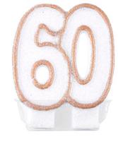 Dekoratyvinė žvakė jubiliejui "60" su auksiniu krašteliu