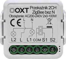Oxt Mini Zigbee 3.0 2-kanalių relės modulis be N laido