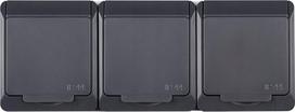 Hermes 3 lizdiniai Schuko Ip44 lizdai, antracito spalvos