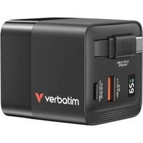 Verbatim Gan 65w įkroviklis: 2xusb-c Pd, Usb-a Qc, su Usb-c kabeliu