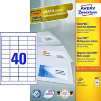 Avery Zweckform universalūs lipdukai 48,5x25,4 mm, 4000 vnt.