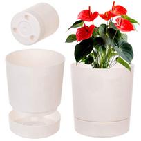 Gėlių vazonas su lėkšte, plastikinis, apvalus, 20 cm