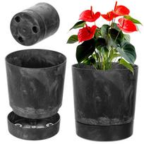 Gėlių vazonas su lėkšte 20 cm, apvalus, plastikinis