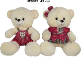 Minkštas meškutis 42cm, sėdintis, su drabužėliais, spalva 762