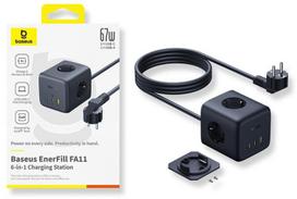 Baseus Enerfill Fa11 67w maitinimo juostelė: Usb-c, Usb-a, 3x Eu lizdai