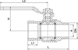 Rutulinis dujų čiaupas 1/2'' Dn15, žalvarinis, su rankena