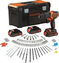 Smūginis suktuvas Black+decker 18v su 3 akumuliatoriais ir 120 priedų