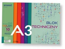Techninio bloko A3 Premium spalvotas 250g 10 lapų