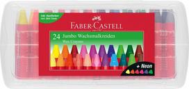 Faber-castell vaško kreidelės, 24 spalvos (6 neoninės)