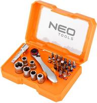 Neo Tools 26 vnt. bitų ir lizdų rinkinys su terkšle