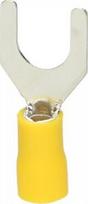 Izoliuotos šakutės tipo kabelio antgalis, 6 mm², M4, 10 vnt., geltonas