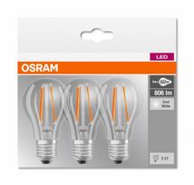OSRAM 3 vnt. E27 standartinių LED lempučių rinkinys, 6,5 W, atitinka 60 W, šalta balta