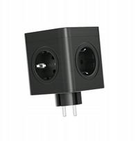 Cube prailgintuvas su 4 lizdais, 2xusb-a, 1xusb-c, jungikliu, juodas