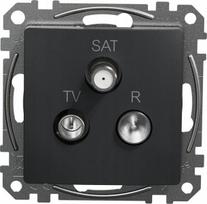 Schneider Electric Sedna Design R/TV/SAT galinis lizdas, 4 dB, juodas antracitas