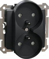 Schneider Sedna Design dvigubas juodas elektros lizdas