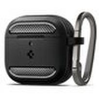 AirPods 4 dėklas - SPIGEN - Rugged Armor - Matinė juoda - Atsparus kritimams - Patvarus TPU