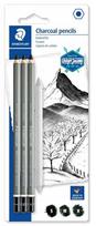 Staedtler Mars Lumograph pieštukinė anglis, 4 vnt. + maišytuvas