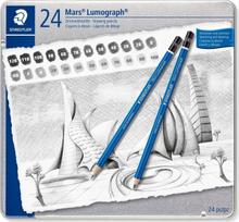 Pieštukai "mars Lumograph 100", 24 kietumai, šešiakampiai, meno reikmėms