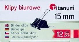 Juodi biuro segtukai 15mm, 12 vnt.