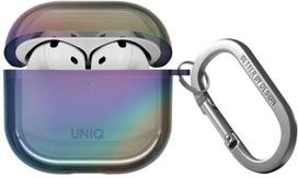 Apsauginis permatomas dėklas AirPods 4 su karabinu Uniq Iridescia