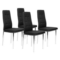Set of 4 chairs for the living room and dining room, simple quilted chair, chrome legs, black