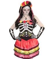 Juodos pirštinės su skeletu, 50 cm