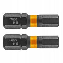 Neo Tools smūginiai Hex 5 x 25 mm antgaliai, 2 vnt.
