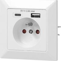 Elektrinis sieninis lizdas su 2 Usb-a/c įkrovikliais, 230v