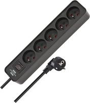 Prailginimo laidas su 5 lizdais, 3m, jungikliu, juodas