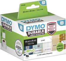 Dymo Authentic LabelWriter Durable Labels | 25mm x 25mm | White Poly | 2 Rolls of 850 (1,700 Self-Adhesive Labels) | High-Performance | For LabelWriter Label Makers
