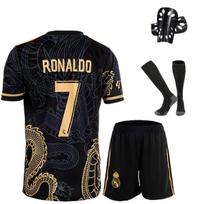 Retro Special Edition Juodasis Drakonas Vaikų Futbolo Aprangos Komplektas Cristiano Ronaldo Madrido Real Mikalay 130-140 Cm Juodas, 130-140 cm