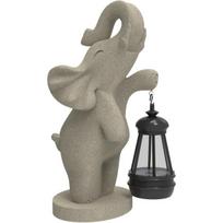 Dekoratyvinė Sodo Figūrėlė Su Žibintu Dramblys Mikilov Pilka 26 X 13 Cm