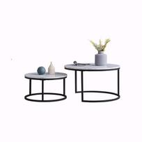 Šiuolaikiškas apvalus kavos stalas, svetainės kavos stalas, juodas (2 pcs)