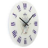 Sieninė laikrodžiai - MPM QUALITY - E09.4376 - Stiklas - Levandų raštas - 30 cm skersmuo
