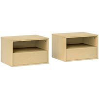 Pakabinami naktiniai staliukai su stalčiumi ir lentyna 45x35x27,5 cm 2 vnt