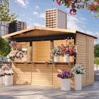 Medinis prekybinis kioskas su žaliuzėmis 263 x 336 cm / 6 m2 - TIMBELA M150AZ