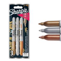 SHARPIE 3 Metaliniai Žymekliai, Auksinė, Sidabrinė, Bronzinė, po Pakuote