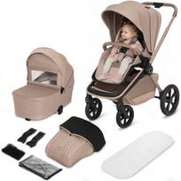 2 viename vežimėlis iki 22 kg, lopšys + sportinė dalis, PU ratai, amortizacija, XXL sėdynė, kompaktiškas sulankstymas – Lionelo Freya Beige Sand, Beige Sand