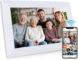 "Frameo" 10,1 colio WLAN skaitmeninis nuotraukų rėmelis, 1280 x 800 HD IPS jutiklinio ekrano nuotraukų rėmelis, 32GB didelė atmintis, automatinis nuotraukų pasukimas, galima tvirtinti ant sienos, "Frameo" programėlės nuotraukų ir vaizdo įrašų bendrinimas