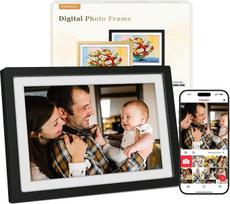 "Frameo" skaitmeninis nuotraukų rėmelis "WiFi" 10,1 colio matinės juodos spalvos elektroninis nuotraukų rėmelis su 32GB, 1280 x 800 HD IPS jutiklinis ekranas, dalijimasis nuotraukomis ir vaizdo įrašais per "Frameo" programėlę, dovana vyrams ir moterims