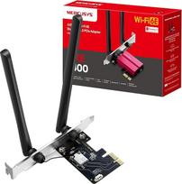 "Mercusys AXE5400" trijų dažnių "Wi-Fi 6E Bluetooth 5.2" PCIe adapteris su dviem antenomis, PCIe "Wi-Fi" kortelė, OFDMA, MU-MIMO, mažas vėlavimas, MTK "Wi-Fi 6" mikroschemų rinkinys, naujausias WPA3, palaiko "Windows 10/11" (64bit)