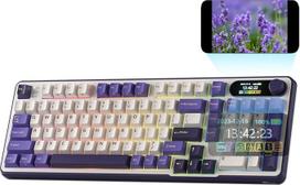 "RK ROYAL KLUDGE S98" mechaninė klaviatūra su išmaniuoju ekranu ir mygtukais, viršuje tvirtinama 96 % belaidė mechaninė klaviatūra BT/2.4G/USB-C, "Hot-Swap" programinė įranga, tvirtas akumuliatorius, 98 klavišai, JAV QWERTY išdėstymas