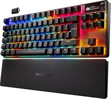 "SteelSeries Apex Pro TKL Wireless Gen 3" - belaidė žaidimų klaviatūra - reguliuojamo suveikimo "Hall Effect" jungikliai; iš anksto nustatyti nustatymai žaidimui - greitasis paleidimas, apsaugos režimas, greitasis bakstelėjimas/SOC - vokiečių kalba QWERTZ