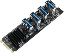 M.2NVME to PCIE USB3.0 4 Ports, M.2 to SATA3.0 Expansion Card, PCie 1x to 4pcie USB Riser Card, M.2 B + MKEY PCI-E sąsaja, skirta ASM1166 lustui (PCI-E protokolas arba NVME protokolas)